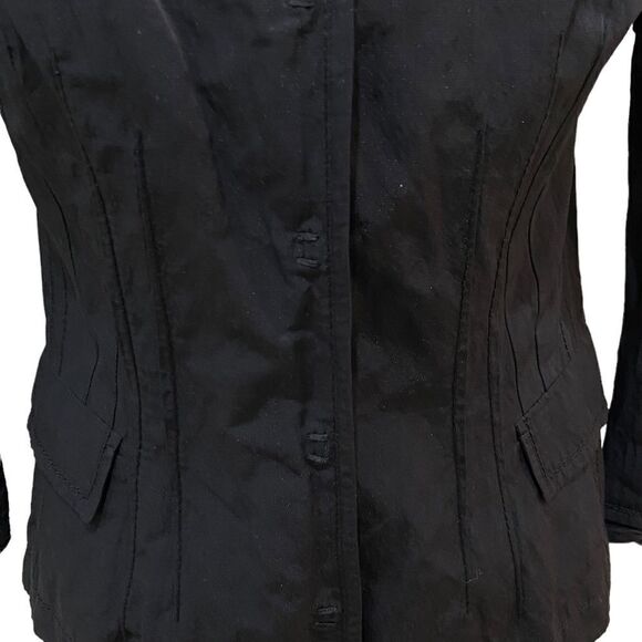 Elie Tahari for Saks 5th Avenue crinkle navy fitted blazer jacket size medium - Picture 6 of 12